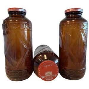 VINTAGE 1976 MOTTS Applesauce American Bicentennial 9" Glass Jar W Lid Brown